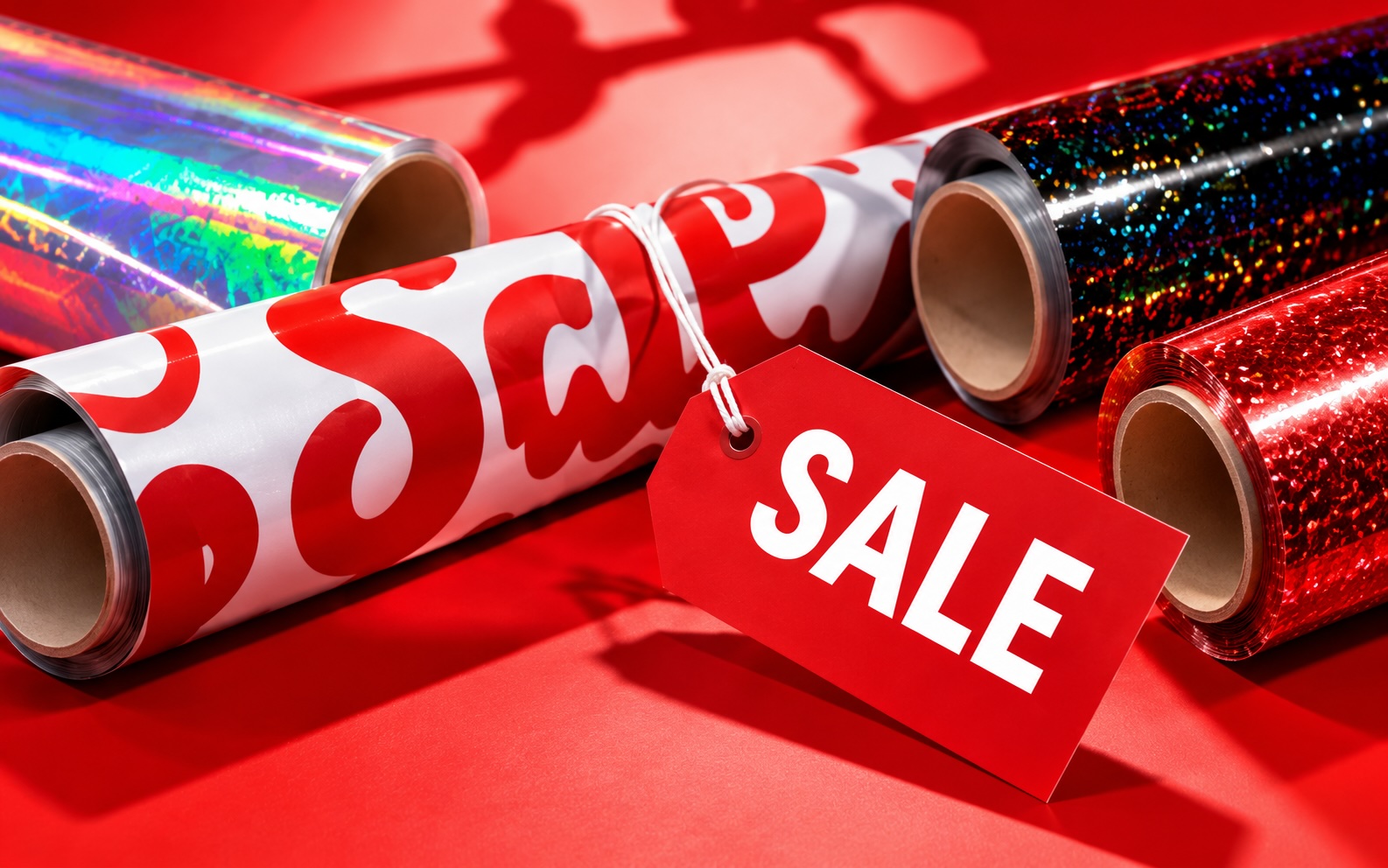 Rolls of transfer film with a sale tag