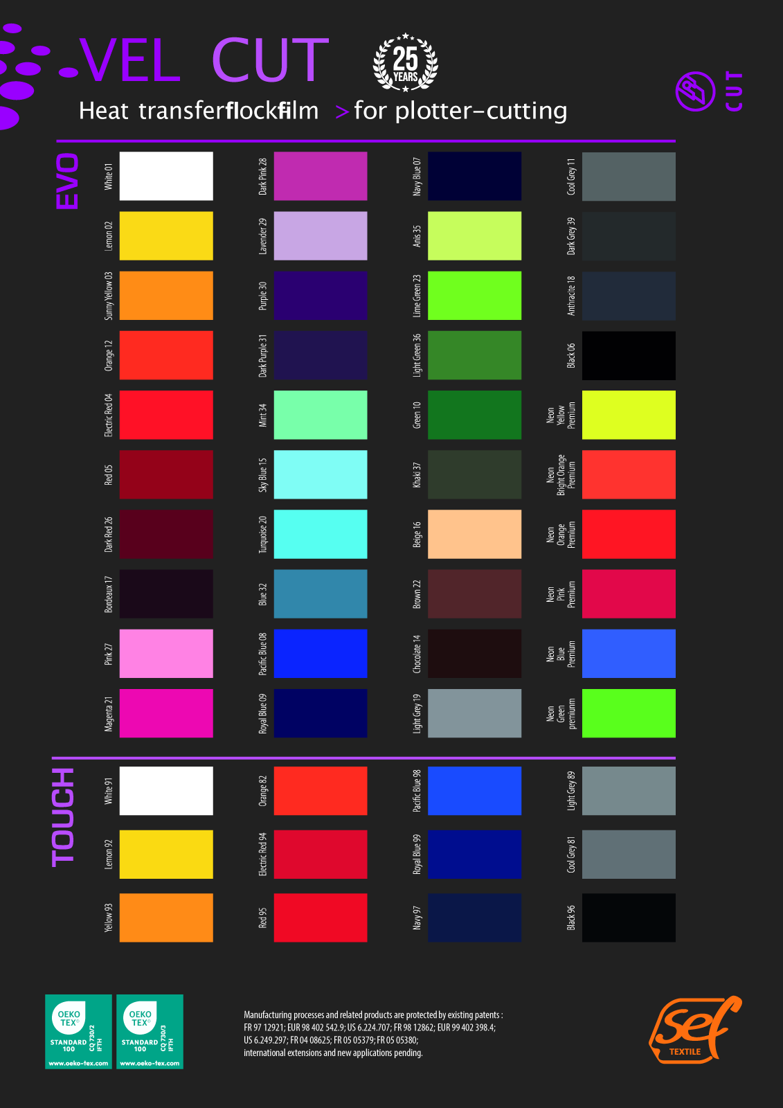 SEF Colour Chart VelCut Evo | TFKSV